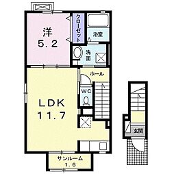 ル・シエル 1LDKの間取図画像