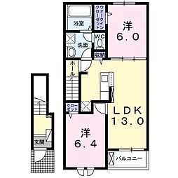 クイーン 2LDKの間取図画像