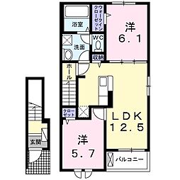 神栖市木崎アパート 2LDKの間取図画像