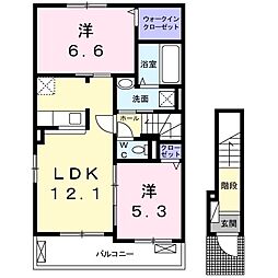 ラ・メゾン諏訪形イースト1 2LDKの間取図画像