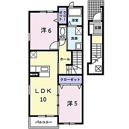 ブリーゼ天神 2LDKの間取図画像