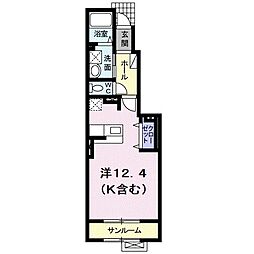 ニュー・ハーモニー ワンルームの間取図画像