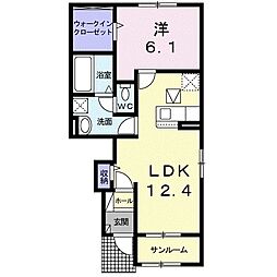 ビューヒバリ 1LDKの間取図画像