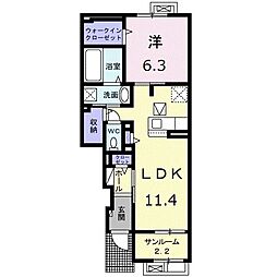 アンダンテ成美I 1階1LDKの間取り