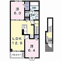 ニューライズ上野田 2LDKの間取図画像