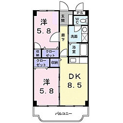 リッチパレスM 2DKの間取図画像