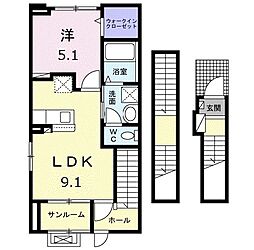 ベルトピア36 1LDKの間取図画像