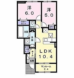 ベル・フラン2 2LDKの間取図画像