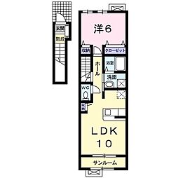 プリート・デーアK 1LDKの間取図画像