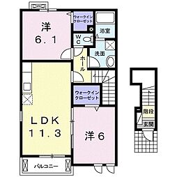 サンモールK 2LDKの間取図画像