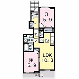 グランピアス笹木野1 2LDKの間取図画像