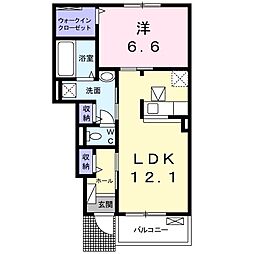 サザンスターB 1LDKの間取図画像