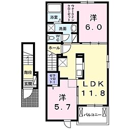 フォーシューラインA 2LDKの間取図画像