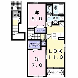 ライジュ 2LDKの間取図画像