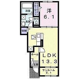ソバーユ 1LDKの間取図画像