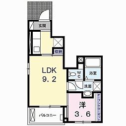 マリオ北島　Ｃ 1階1LDKの間取り