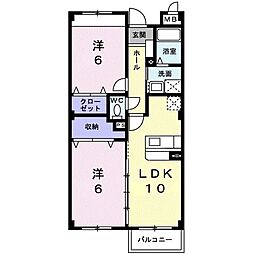 グレイス・タキオン 2LDKの間取図画像
