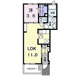 パッシィオーネS 1LDKの間取図画像