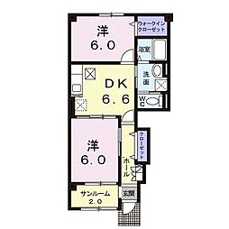 サントカルデアC 2DKの間取図画像