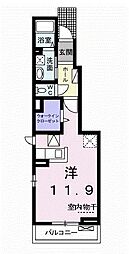 ラルジュ・翠ヶ丘五番館 ワンルームの間取図画像