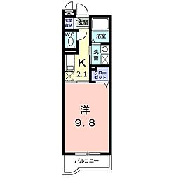 アームズ百合丘 1Kの間取図画像