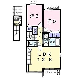 ソヴール　佑 2階2LDKの間取り