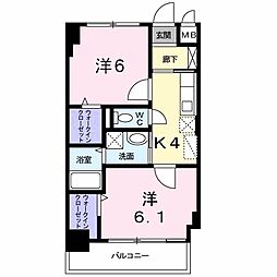 スカイシャトレ空港南 2Kの間取図画像