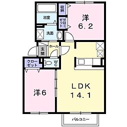 レイクサイド・ヴィラ 2LDKの間取図画像