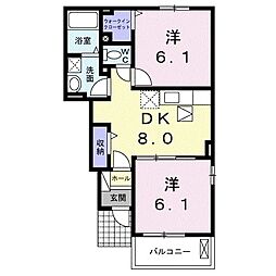 ピエールプレシューズ村原E 2DKの間取図画像