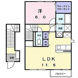 プラシード 1LDKの間取図画像