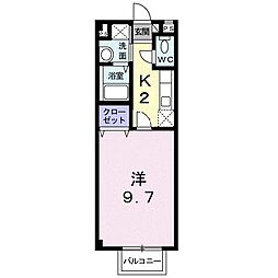 カサデル・ソール 1Kの間取図画像