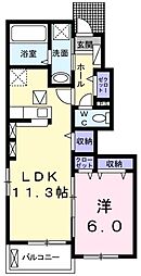 コートリバー1 1LDKの間取図画像