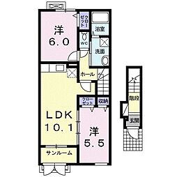 ローレルＮＳ　V 2階2LDKの間取り