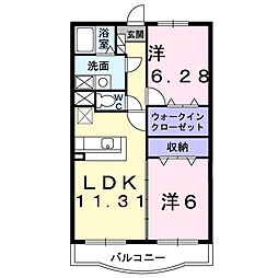 セントラル・アンフィニティD 2LDKの間取図画像