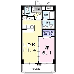 トータスハイツ 1LDKの間取図画像