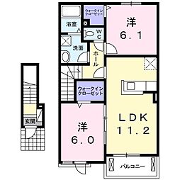 オイコスオニロB 2LDKの間取図画像