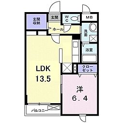 エレガント菅原 1LDKの間取図画像