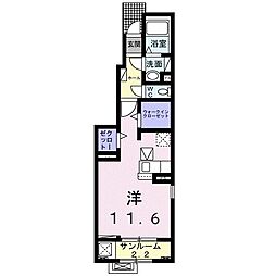 ハウス　フリーデ　II 1階ワンルームの間取り