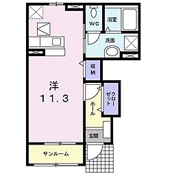 エレガンスフローラーリア ワンルームの間取図画像