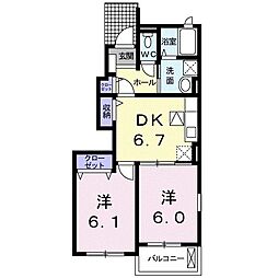 ウェルフェアC 2DKの間取図画像
