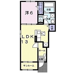 リヴァブル2 1LDKの間取図画像