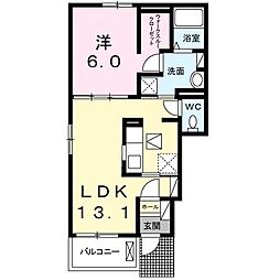 リバイバルM2 1LDKの間取図画像