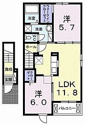 ヴィラ・アルバーダB 2LDKの間取図画像