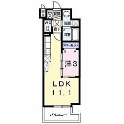 ラメゾンドナチュール 1LDKの間取図画像