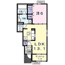 ウェルタウン2 1LDKの間取図画像