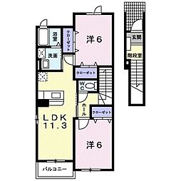 カーサフレイズB 2LDKの間取図画像