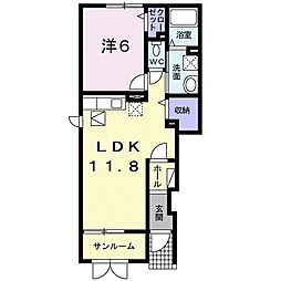 リバーサイドハウス 1LDKの間取図画像