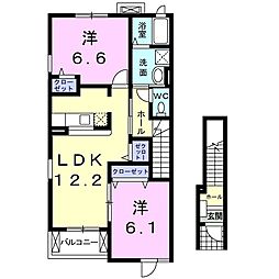 パルテール 2LDKの間取図画像