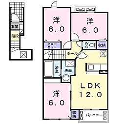 カーサ・ミニョンB 3LDKの間取図画像