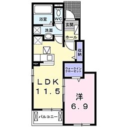 Ｈ・Ｓ宮後 1階1LDKの間取り